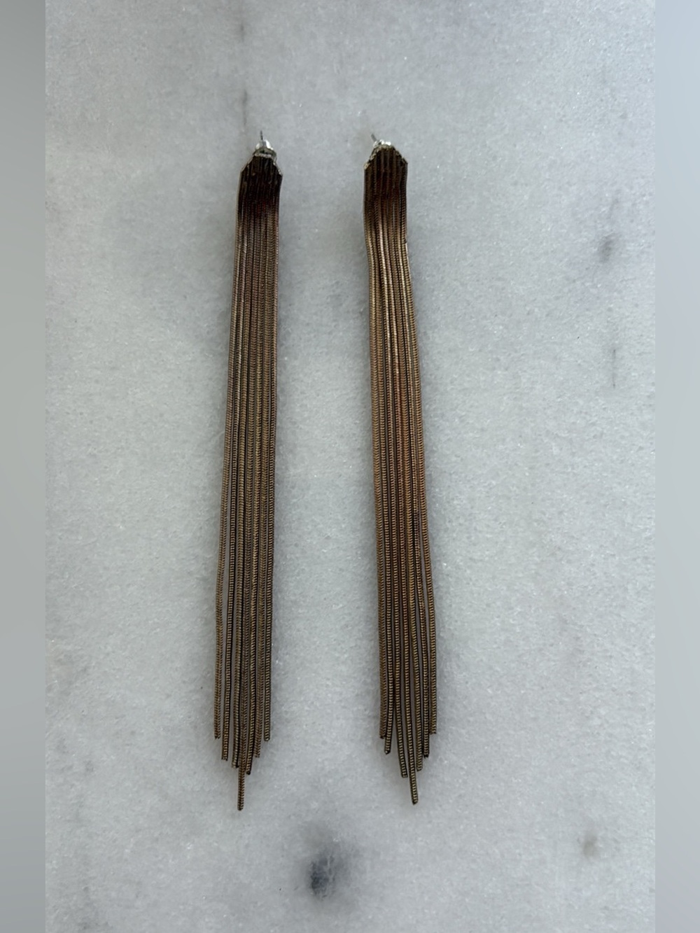Long Multi-Chain Fringe Earrings in Bronze Tone